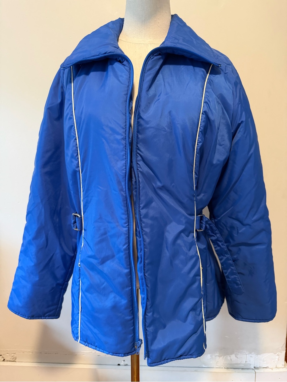 Vintage JCPenney Women’s Large Royal Blue zip up collared jacket 70s 80s